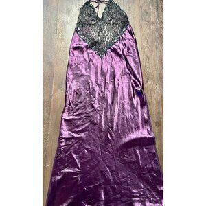 Purple Satin Long Strappy Lace Sparkle Nightgown Dreamgirl Brand
